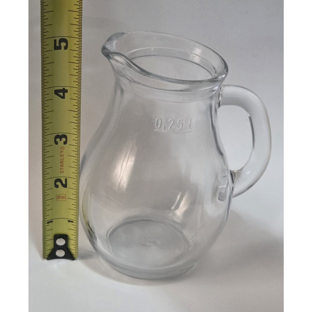 Small Clear Glass 0.25L Bistro Pitcher / Carafe with Handle - Picture 8 of 10